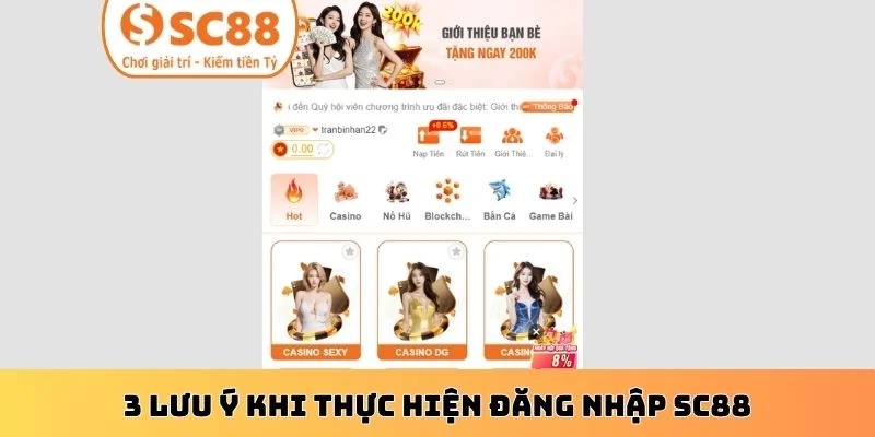 3 lưu ý khi thực hiện đăng nhập SC88