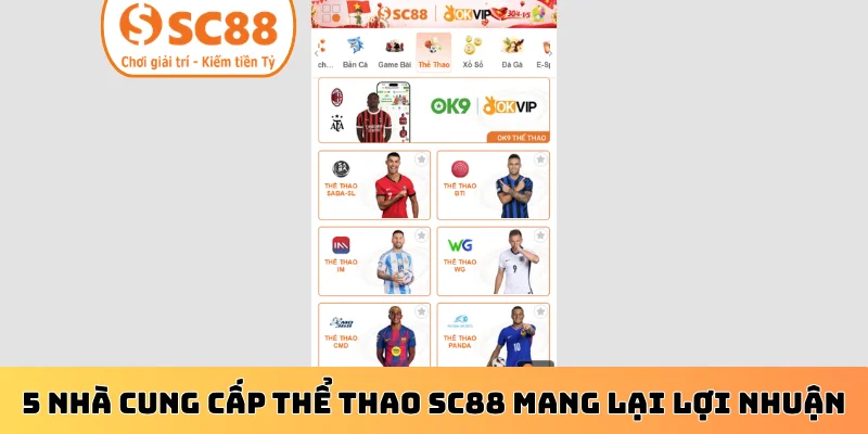 5 nhà cung cấp thể thao SC88 mang lại lợi nhuận